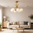 D0141-6BP 6Lights Pendant Fixture, White&Gold Finish - JassourCo.