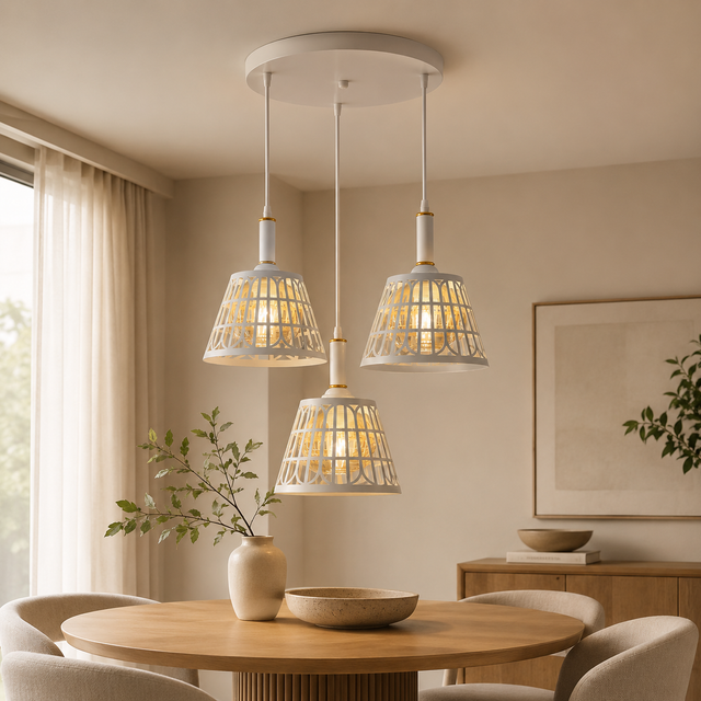 G15-3WH Triple Pendant Light, White Finish - JassourCo.