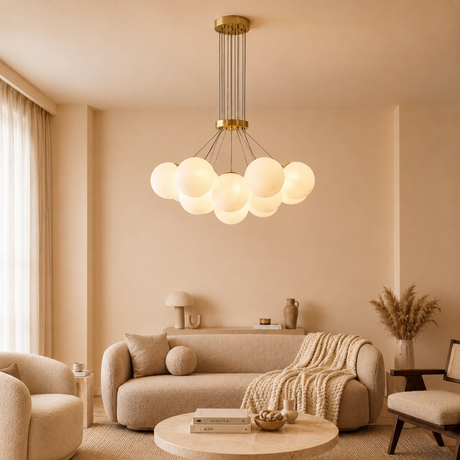 D0258-13BP 13 Lights Pendant Fixture, White Finish - JassourCo.