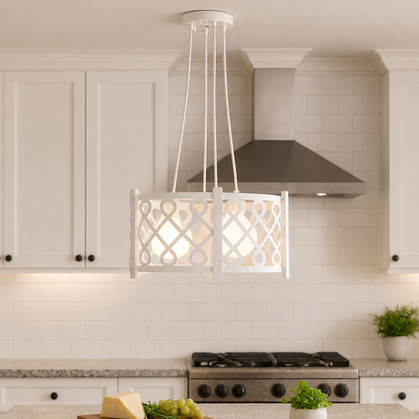 074-1WH- 3 Light Pendant Light, White Finish - JassourCo.
