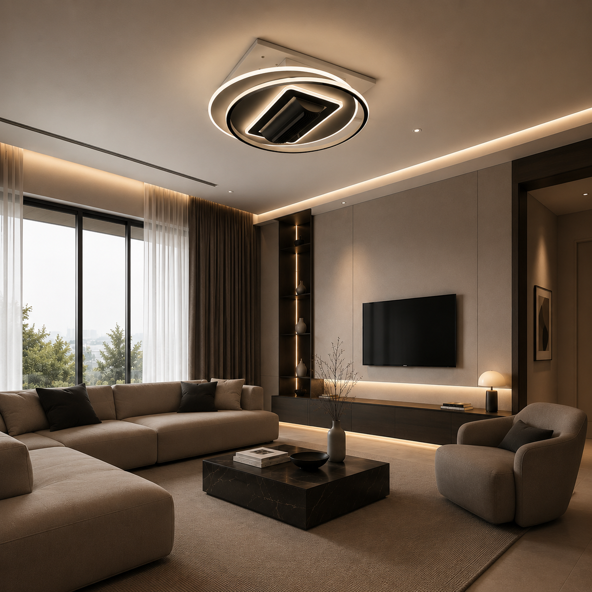 8501 -Led Fan Ceiling Light, White Finish