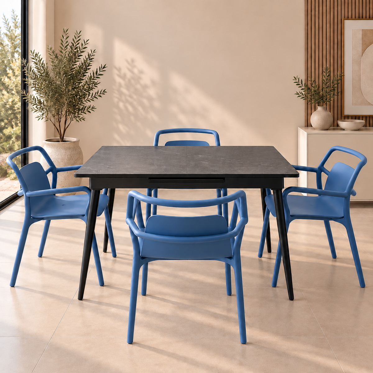 DTOG2503'' Extendable Dark Grey  Dining Table, 120x80cm to 155x80cm