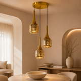 CD4094-3A'' Triple Pendant Light, Gold & Black Finish
