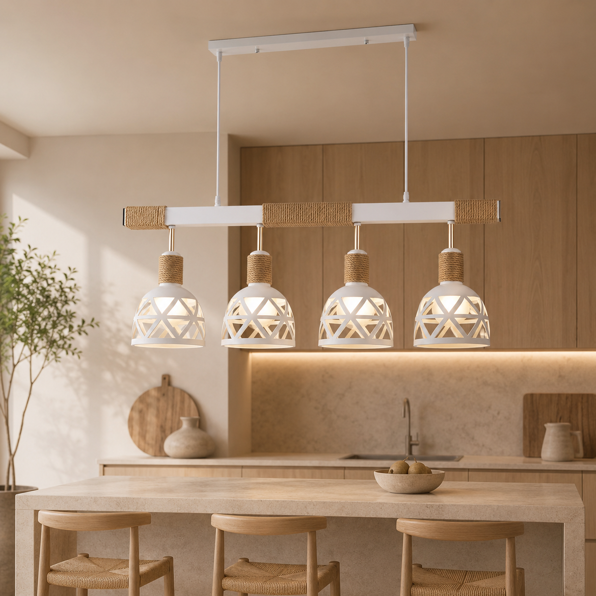 X457'-4WH' Linear Pendant Light, White Finish