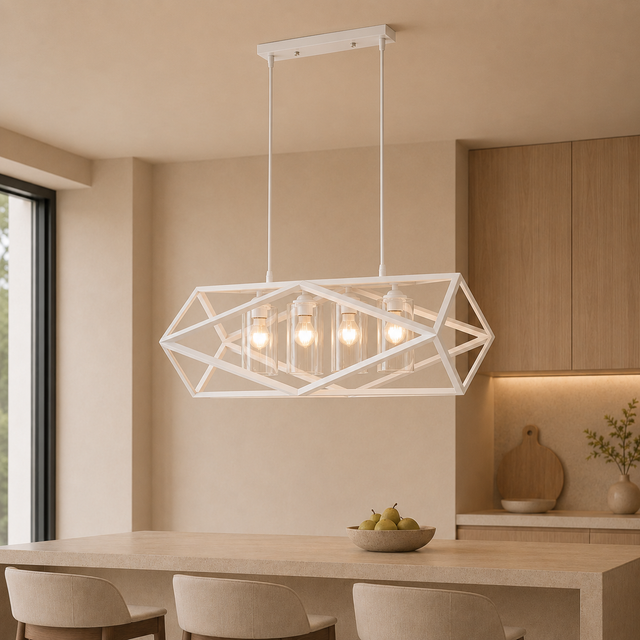 E30-4WH Light Linear Pendant Light, White Finish - JassourCo.