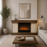 Modern Electric Fireplace with Wooden Frame & Realistic Log Flame