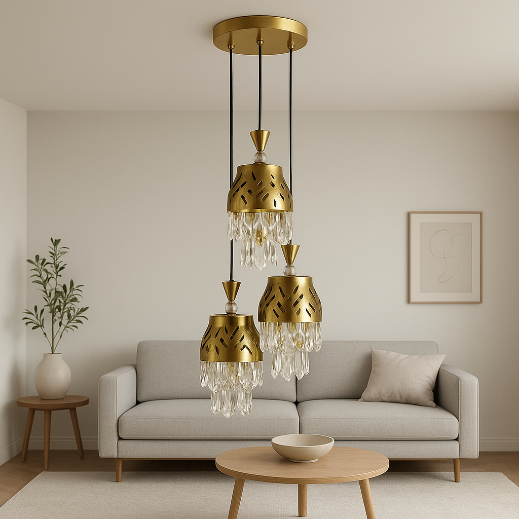 CD4162-3''3 Light Pendant Fixture, Gold Finish