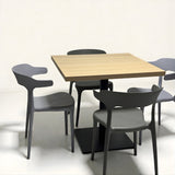 Modern Beige Dining Set, With Grey Chairs, 80x80cm - JassourCo.