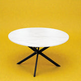 DTOG2501'' White Marble Extendable Table, 100x100cm to 140x100cm