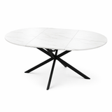 DTOG2501'' White Marble Extendable Table, 100x100cm to 140x100cm