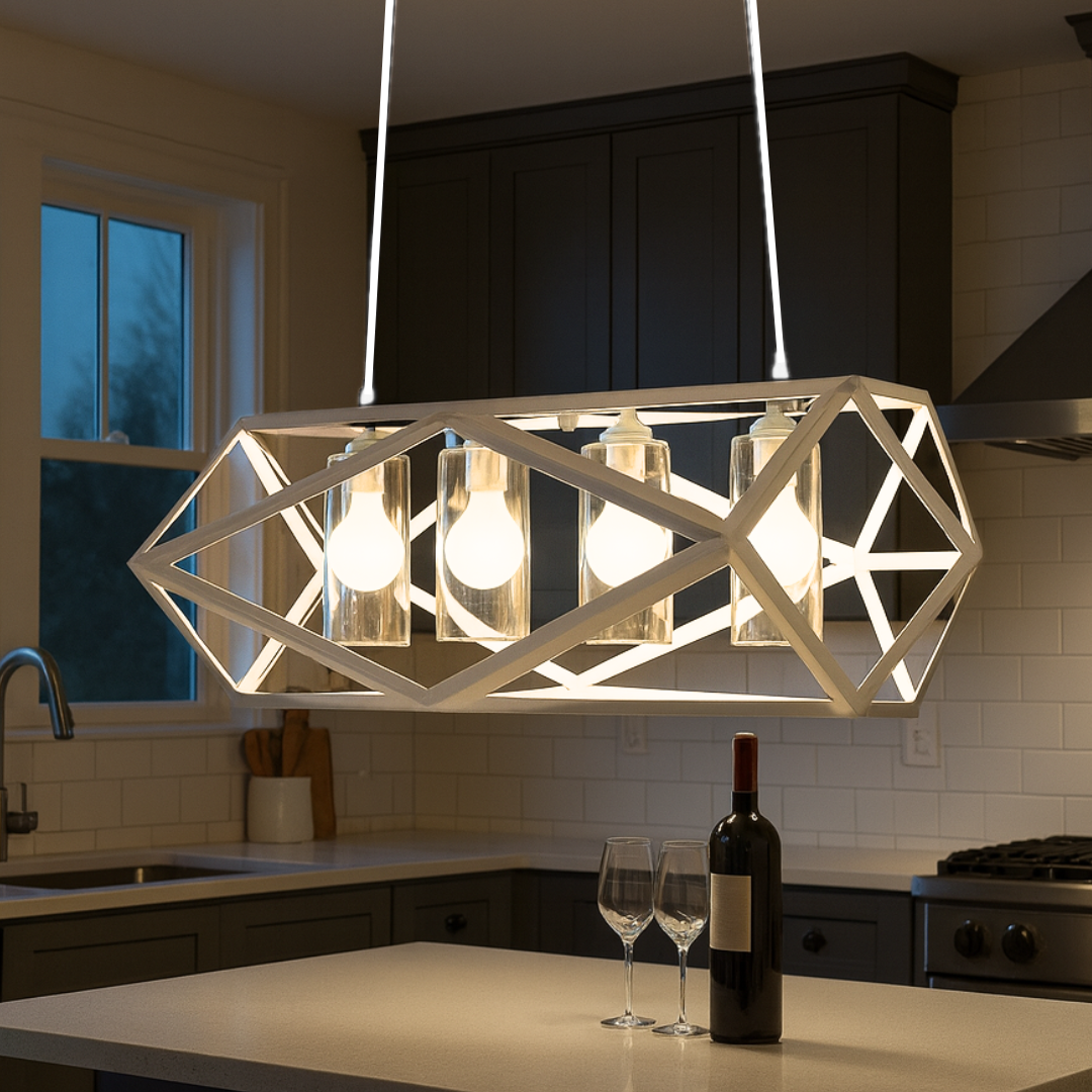 E30-4WH'' Light Linear Pendant Light, White Finish