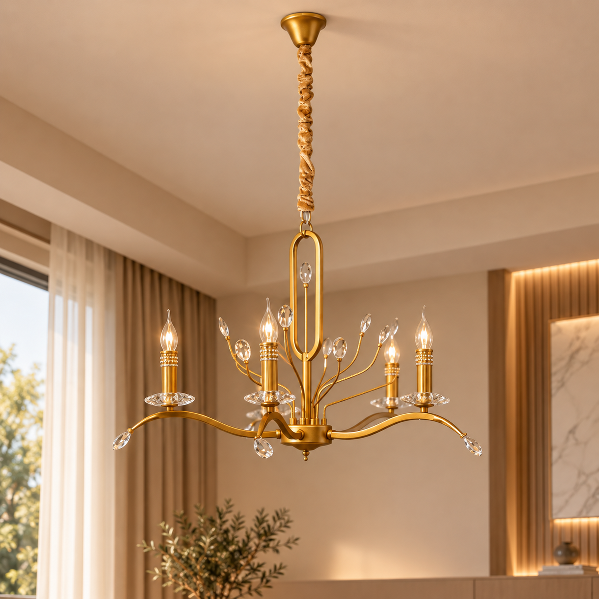 4326'' 5 Light Chandelier, Gold Finish