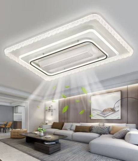 Modern living room with a ceiling light fixture