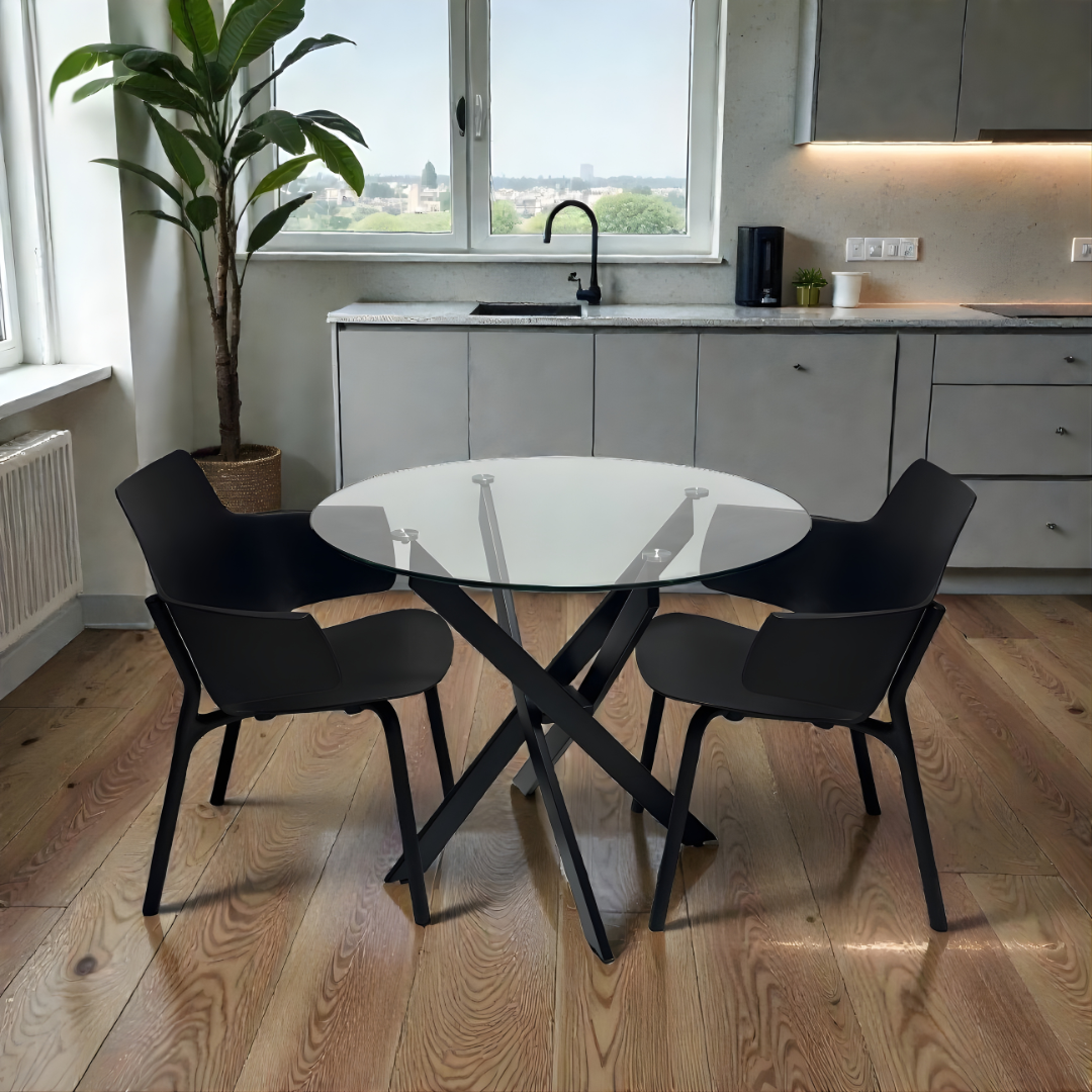 Modern Glass set , Black Finish, 90cm - JassourCo.