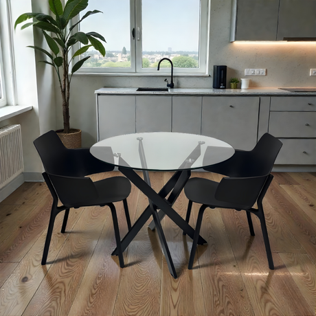 Modern Glass set , Black Finish, 90cm - JassourCo.