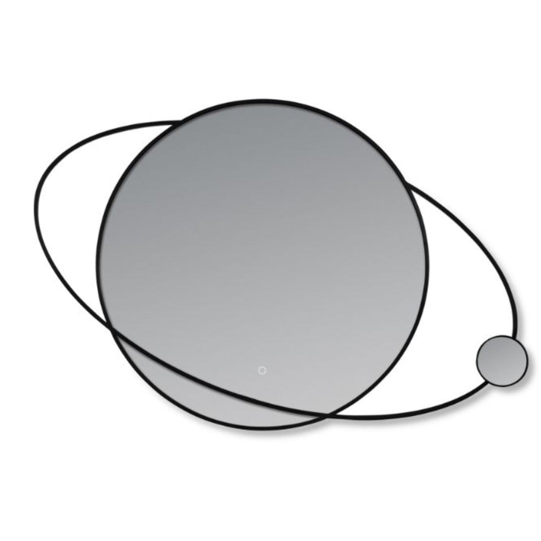 a modern  two smaller circles inside on a white background