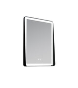Rectangular mirror with black frame on a white background