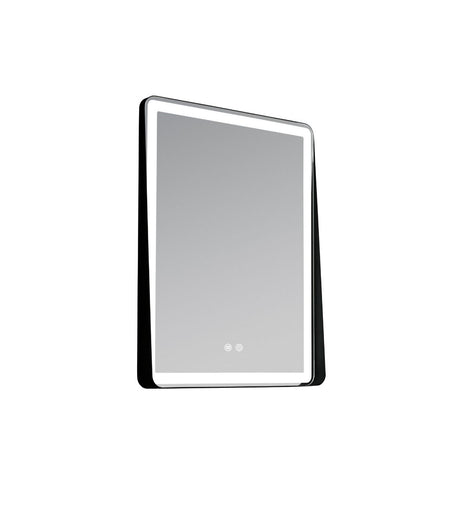 Rectangular mirror with black frame on a white background