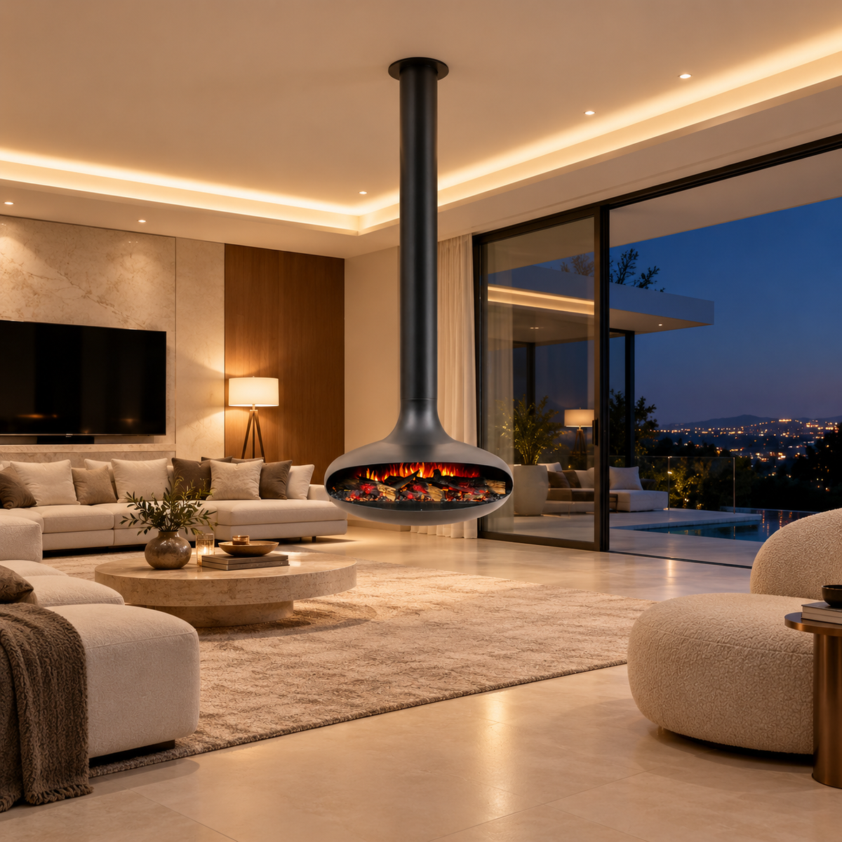 Electric Fireplace BEF-31FS-C Diametre 80 cm x Height 48-300 cm