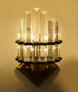 Wall light his fixture features multiple transparent crystal rods arranged in a layered fashion, creating a visually striking and luminous effect when lit with a led lamp E27.