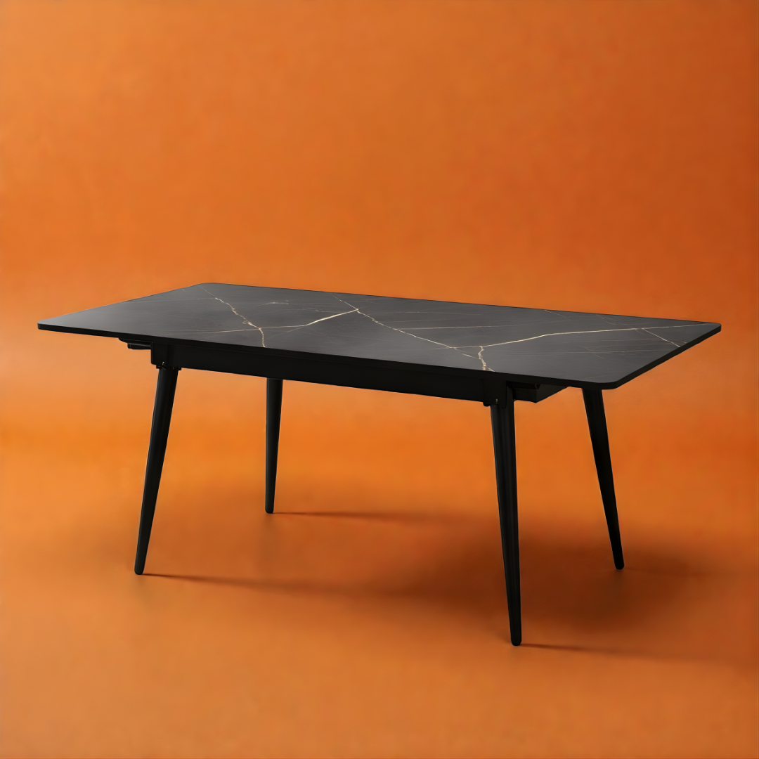 DTOG2503'' Extendable Black dining Table, 120x80cm to 155x80cm