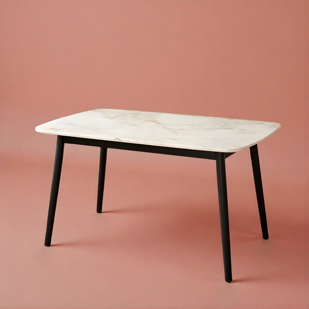 DTOG2504'' Ceramic Dining Table, White & Beige Finish 118x78cm