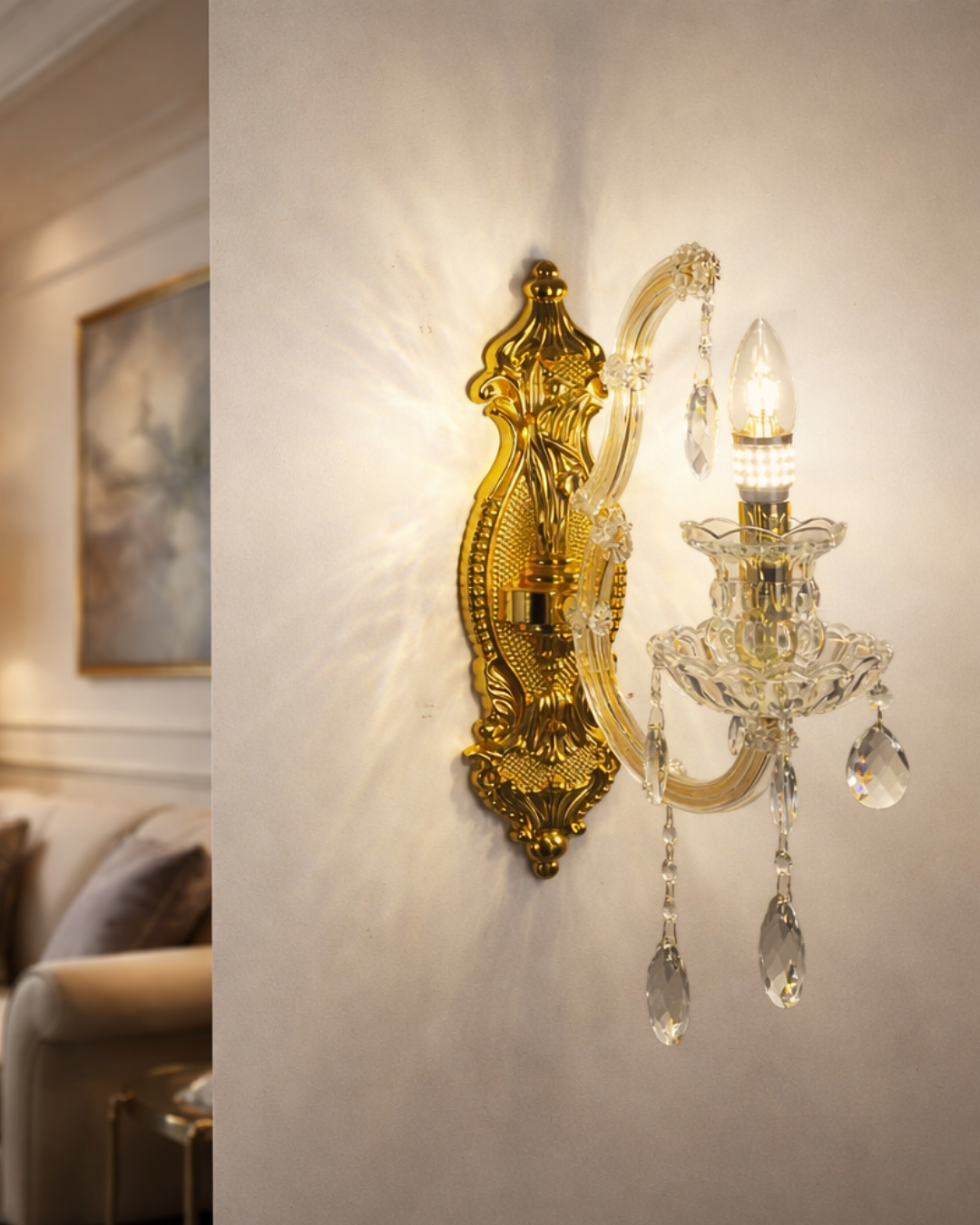 9006/1W'' 1 Light Fixture, Gold Finish - JassourCo.