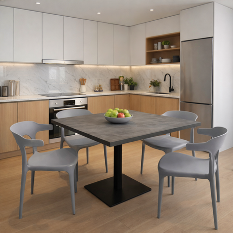 Modern Grey Dining Set With Grey Chairs, 120x80cm - JassourCo.