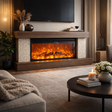 Modern Electric Fireplace with Wooden Frame & Realistic Log Flame - JassourCo.