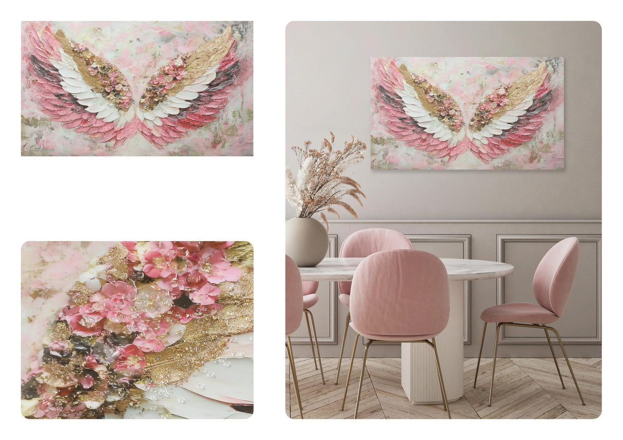 V001407XXXX0701XXX'' Jewelled Framed Art, Pink Finish (100 × 70 cm) - JassourCo.