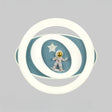 Ceiling light fixture with astronaut and star design on a gray background