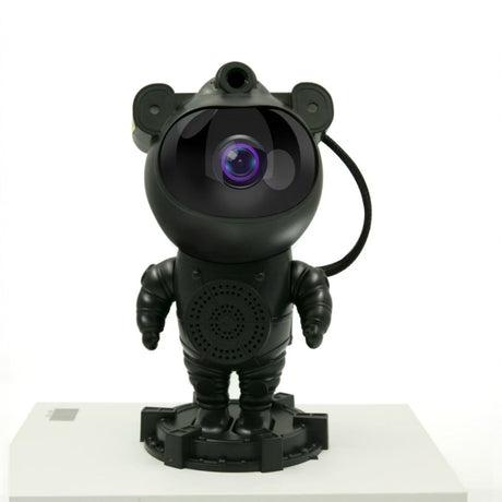 black astronaut with light star with hite background