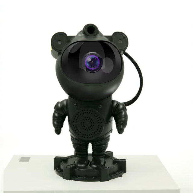 black astronaut with light star with hite background