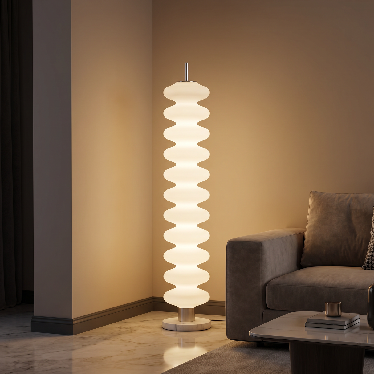 ML-5186 WH'' Led Floor Lamp, White & Silver Finish, 160x25cm