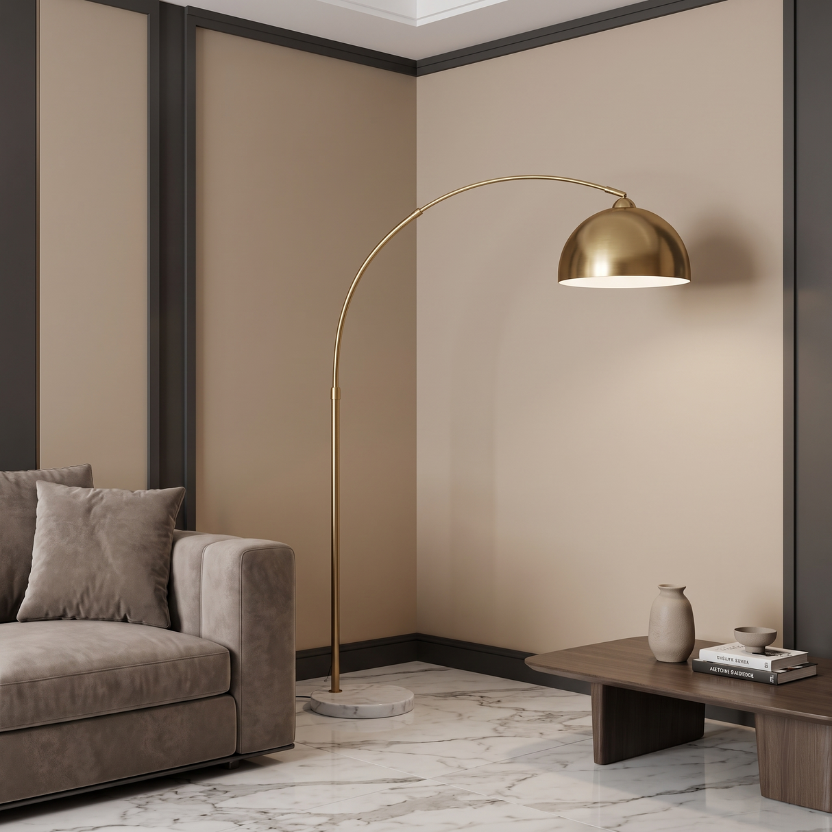 ML-2018'' Adjustable Height Floor Lamp, Gold Finish, 150x30cm