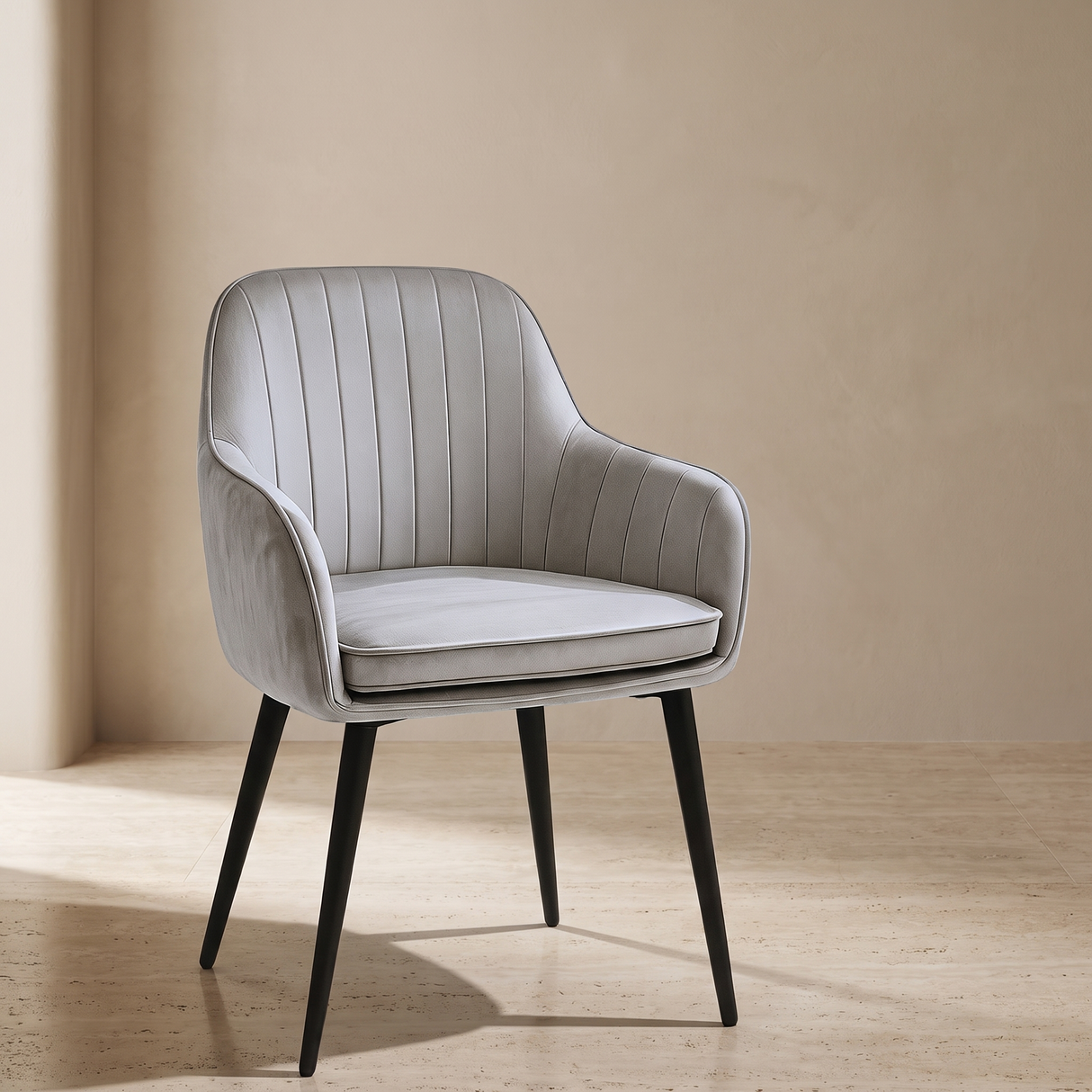 GC-138 Velvet Cover Armchair, Light Grey Finish