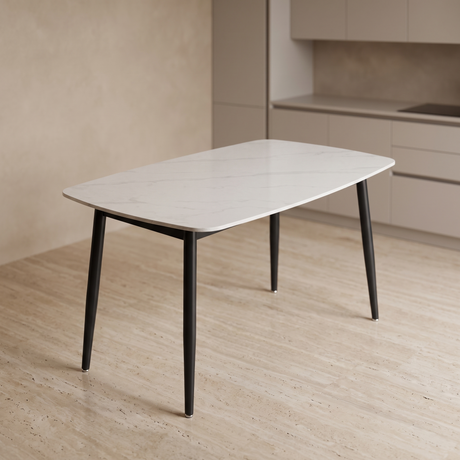 DTOG2505 Ceramic Dining Table, white & light grey 118x78cm - JassourCo.