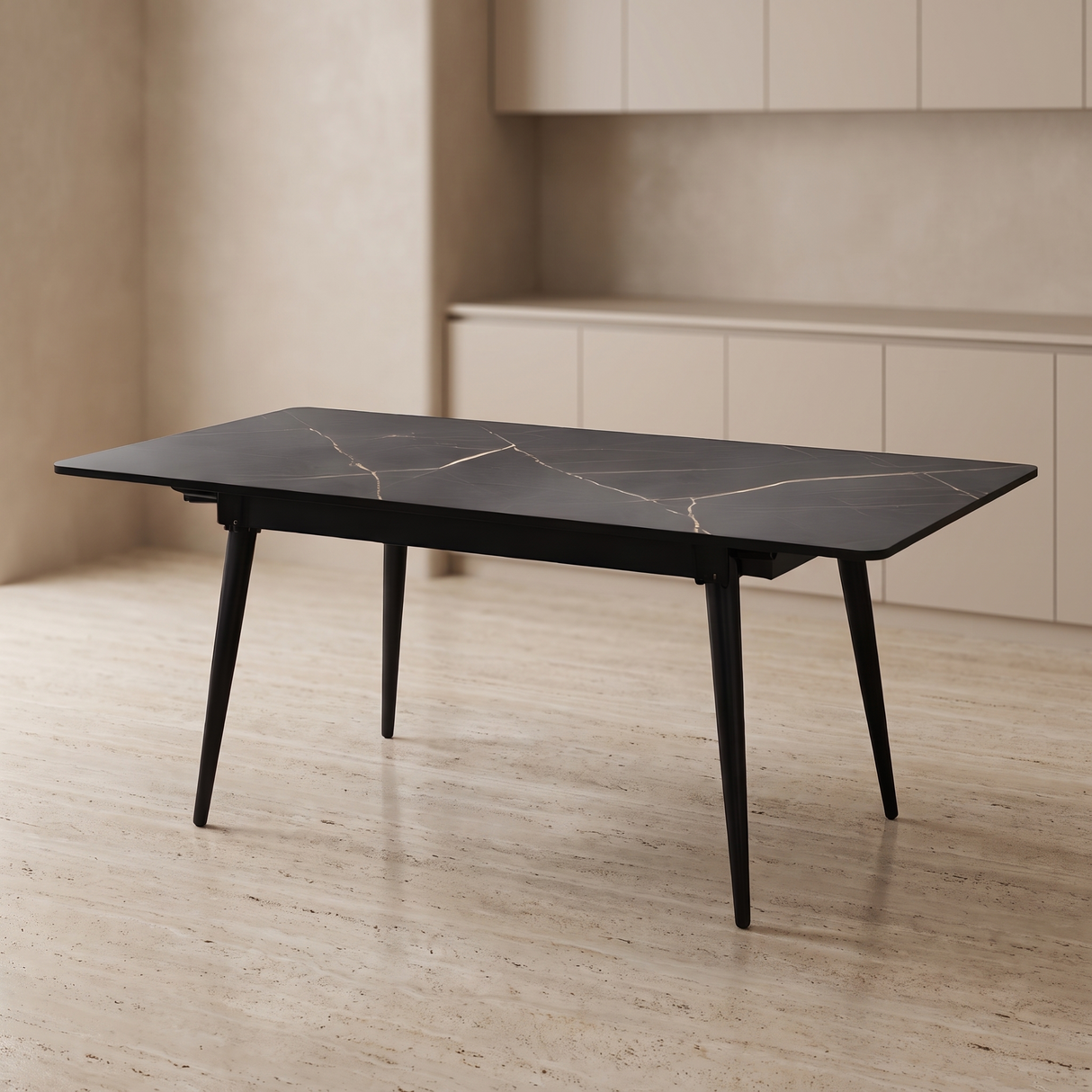 DTOG2503'' Extendable Black dining Table, 120x80cm to 155x80cm