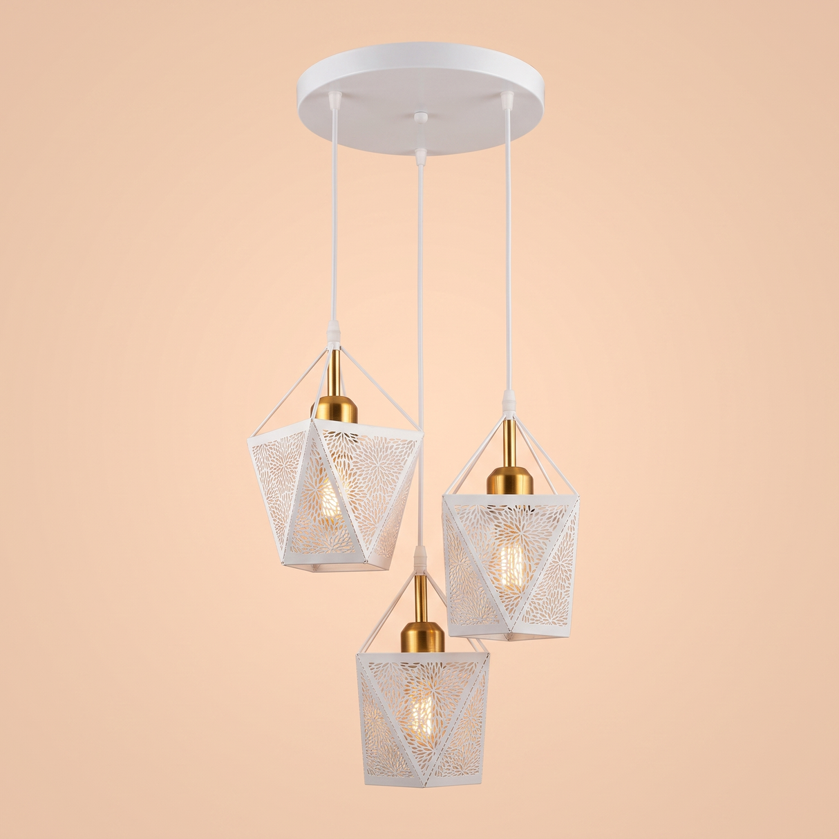 A305-3WH'' Triple Pendant Light, White Finish
