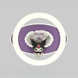 Kuromi character figurine on a purple and white background