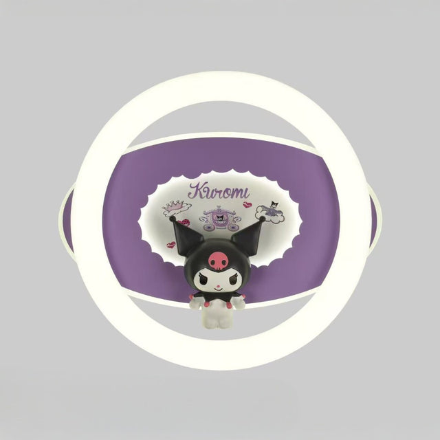 Kuromi character figurine on a purple and white background