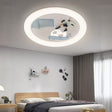 Ceiling light fixture with soccer design in a bedroom setting