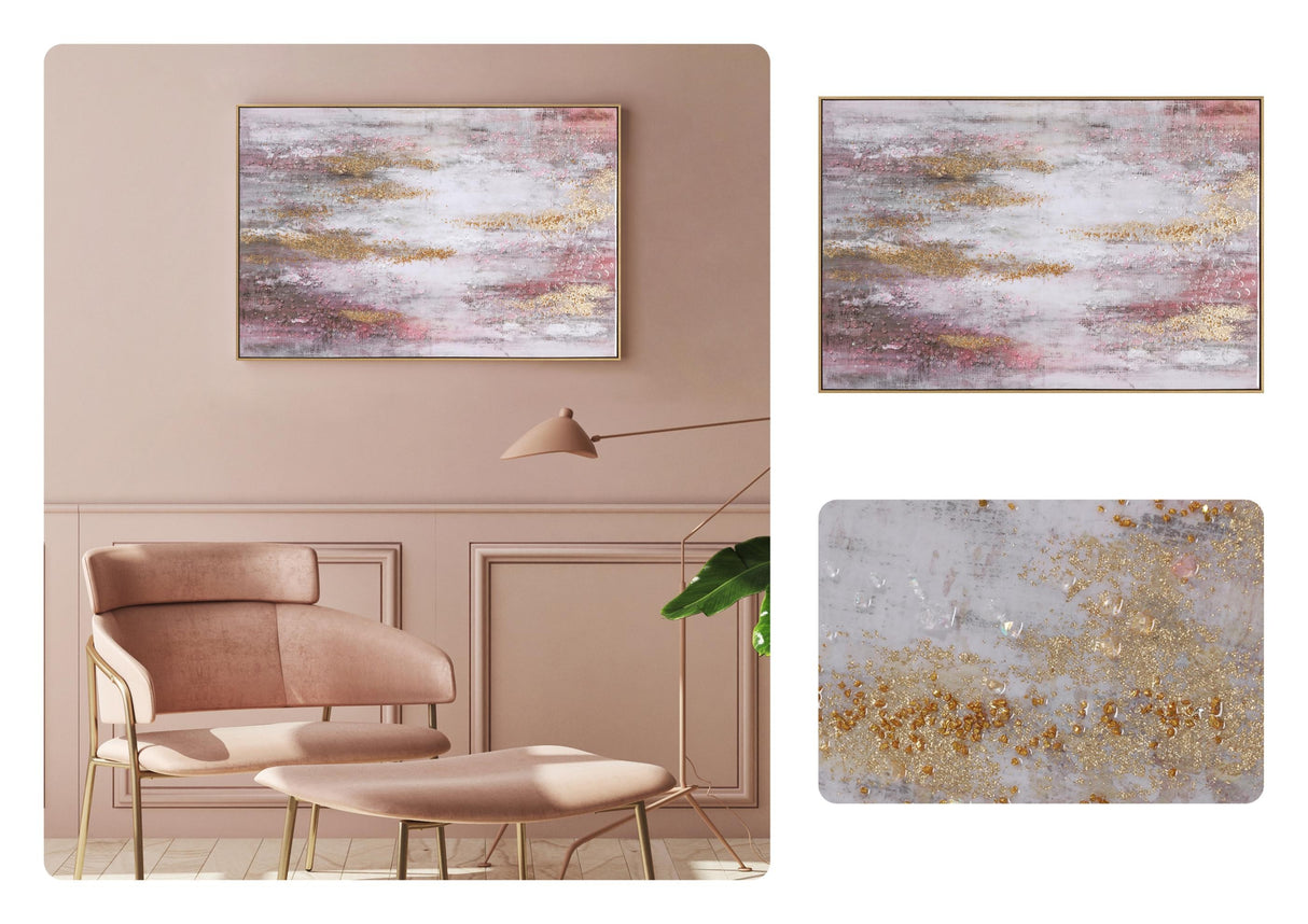 V001373FN1C0604XXX'' Jewelled Framed Art, Grey and Gold Finish (90 × 60 cm)