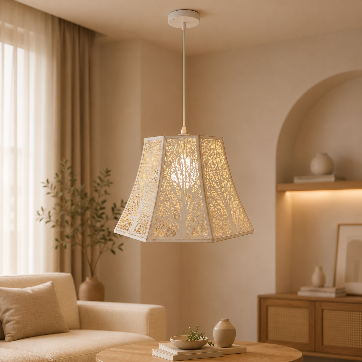 X013-WH 1 Light Pendant Light, White Finish - JassourCo.