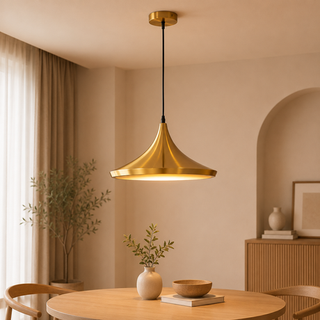 360mm 1 Light Pendant Fixture, Gold Finish - JassourCo.
