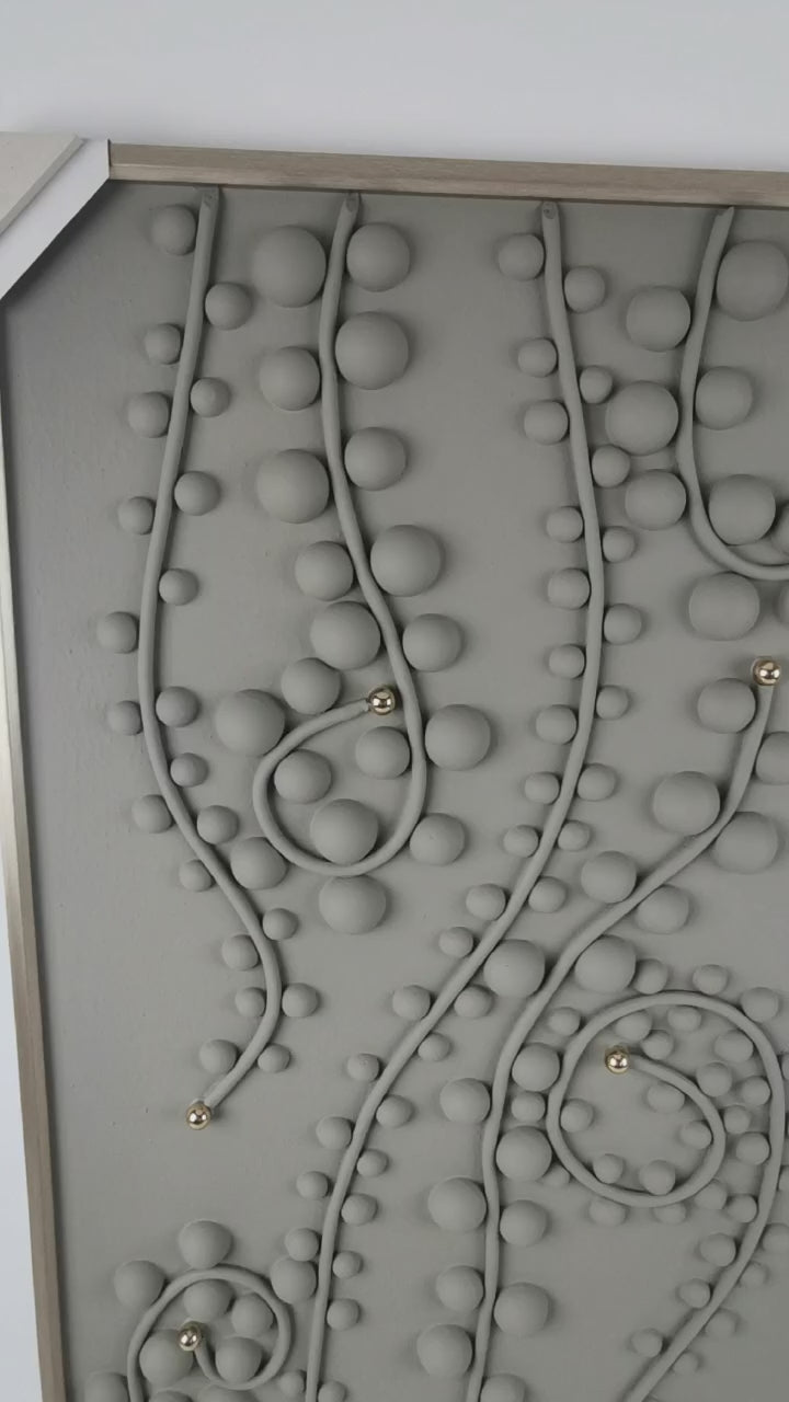 254012-7'' Handmade Canvas Painting, Greige Finish (70 × 140 cm)