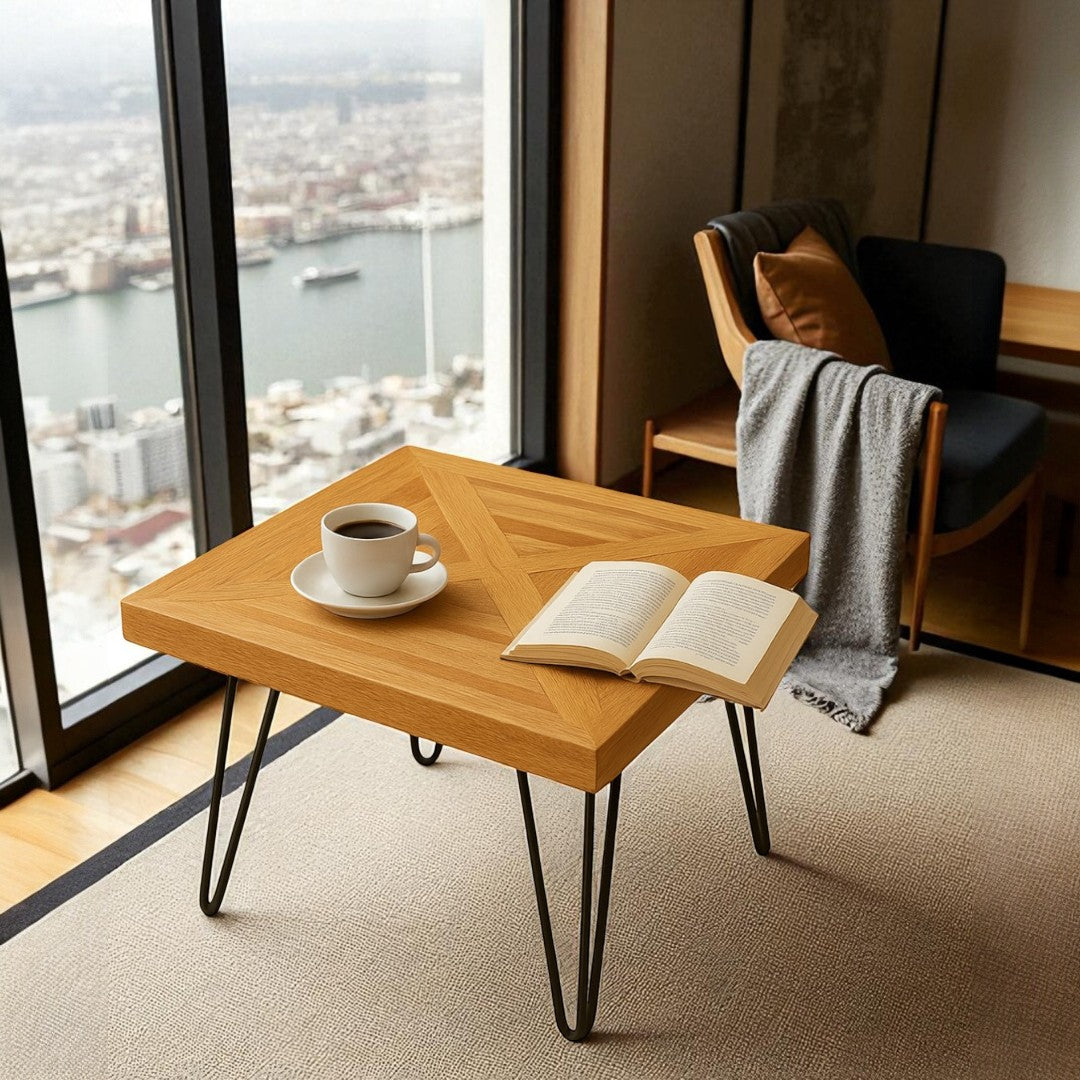 Small Wood Coffee Table, Beige Finish